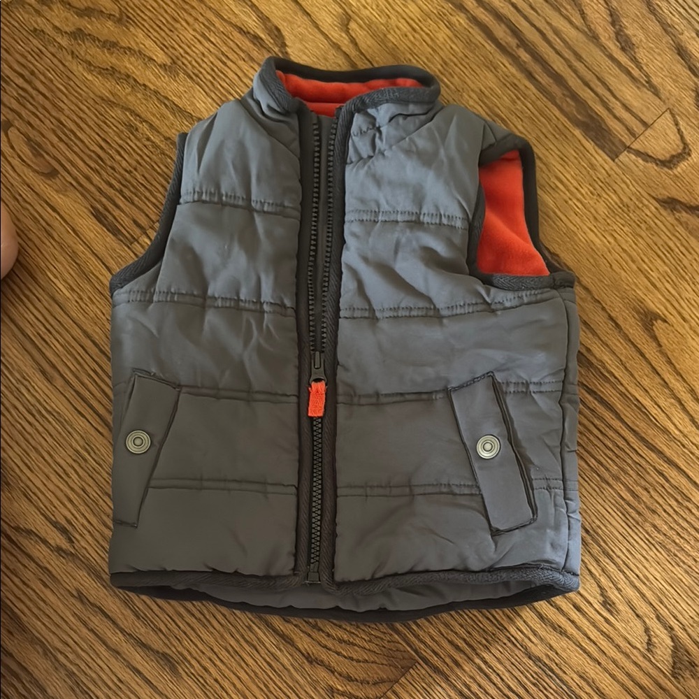 Carter's Gray and Orange Quilted Puffer Vest